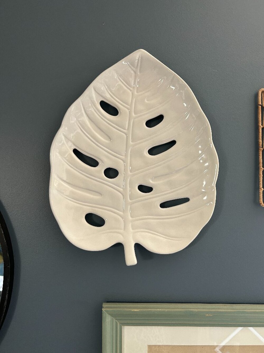 White Ceramic Palm Leaf, Monstera Deliciosa Leaf, Wall Decor Originally $35